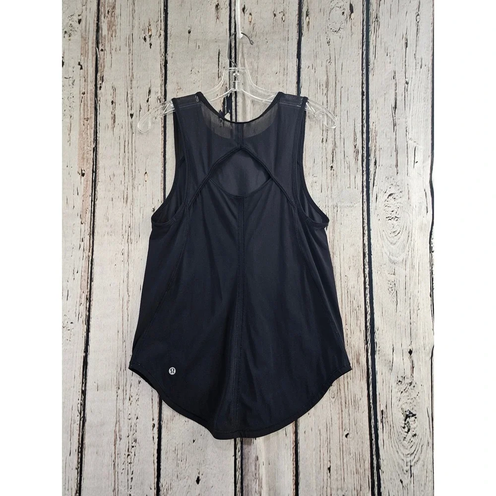 Lululemon Sculpt Tank Top Womens 6 Black Solid Mesh Keyhole Back Activewear - Picture 2 of 2